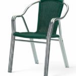 Silla de aluminio y ratán trenzado con reposabrazos - Double