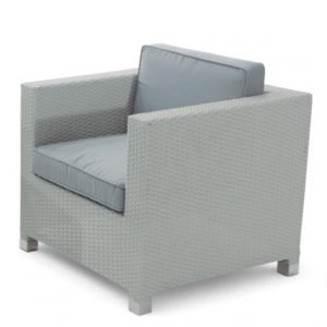 Sillón de hostelería de de acero y ratán gris - Kirk