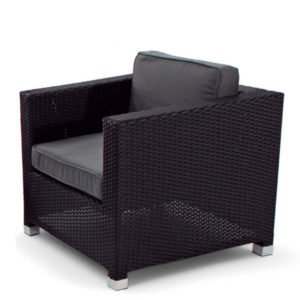 Sillón de hostelería de de acero y ratán negro - Misty