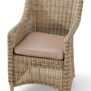 Sillón de aluminio y ratán color natural con cojín - Hawley