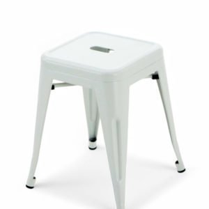 Taburete bajo de hierro blanco de estilo industrial - Industrial