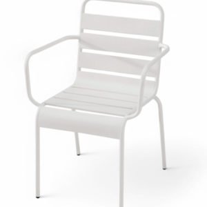 Silla con reposabrazos de hierro blanco para hostelería - Larisa