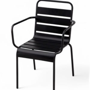 Silla con reposabrazos de hierro negro para hostelería - Larisa