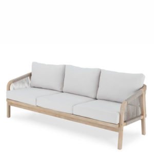 Sofá de 3 plazas de madera y cuerda beige para hostelería - Riviera