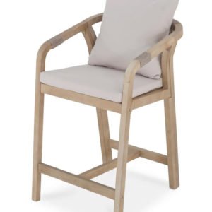 Taburete de bar de madera y cuerda beige - Riviera