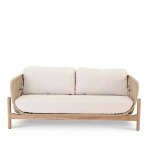 Sofá de 2 plazas de madera y cuerda beige para hostelería - Sicilia