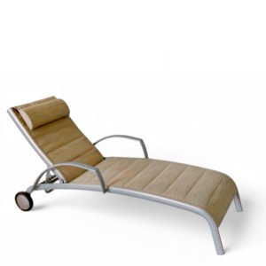 Tumbona de aluminio y textilene con ruedas y cabezal - Wynwood