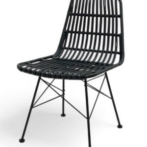 Silla para hosteleria de hierro y mimbre negro - Veria