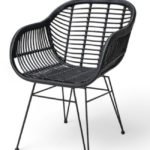 Silla con reposabrazos para hosteleria de hierro y mimbre negro - Veria