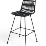 Taburete para hosteleria de hierro y mimbre negro - Veria