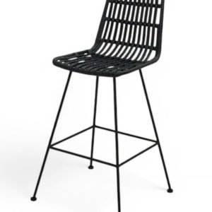 Taburete para hosteleria de hierro y mimbre negro - Veria