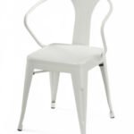Silla de hierro blanco de estilo industrial con reposabrazos - Industrial