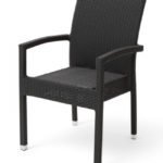 Silla de hostelería de aluminio y ratán negro con reposabrazos - Muncy