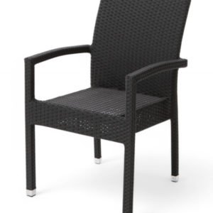 Silla de hostelería de aluminio y ratán negro con reposabrazos - Muncy