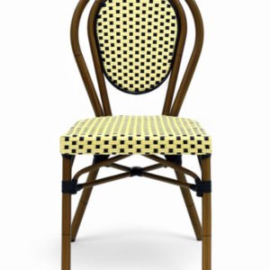 Silla Parisina de aluminio y ratán beige con reposabrazos - Addison