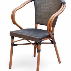 Sillón Parisino de aluminio color madera y textilene marrón - Troy