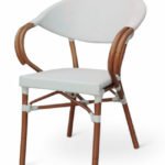 Sillón Parisino de aluminio color madera y textilene blanco - Owego