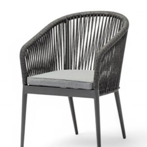 Silla de hostelería de aluminio antracita y cuerda - Salerno