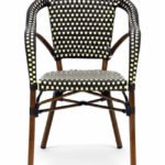 Sillón Parisina de aluminio y ratán marrón con reposabrazos - Sayre