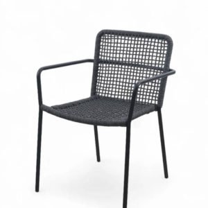 Silla de hostelería de hierro negro y cuerda negra - Medford