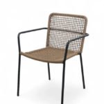 Silla de hostelería de hierro negro y cuerda marrón - Medford