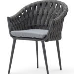 Silla de hosteleria de aluminio y textilene gris con cojín - Vieste