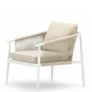 Sillón de hostelería de aluminio blanco y cuerda - Salerno