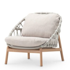 Sillón de hostelería de aluminio color madera y cuerda color gris - Amalfi