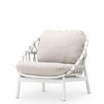 Sillón de hostelería de aluminio blanco y cuerda color gris - Amalfi