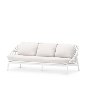 Sofá de 3 plazas de aluminio blanco y cuerda color gris - Amalfi