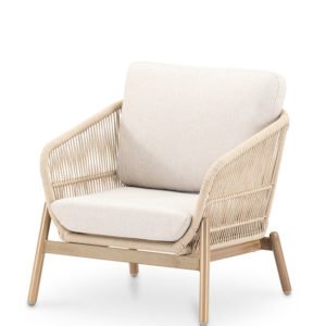 Sillón de aluminio color madera y cuerda - Portofino