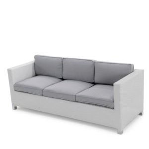 Sofá de hostelería de 3 plazas de aluminio y ratán gris - Kirk