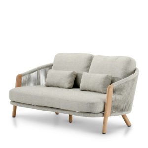 Sofá 2 plazas de madera y cuerda color gris - Bolzano