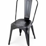 Silla de hierro negro y plateado efecto desgaste para hostelería - Industrial