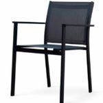 Silla de hostelería de aluminio y textilene negro con reposabrazos - Canton