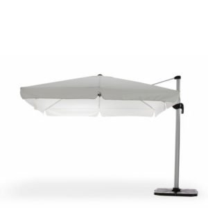 Parasol excentrico 300x300 de aluminio con faldon color blanco - Pompano