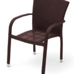 Silla hosteleria de ratán sintético marrón y aluminio - Pittson