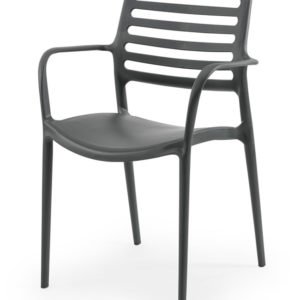 Silla de hosteleria de polipropileno antracita con reposabrazos - Reading