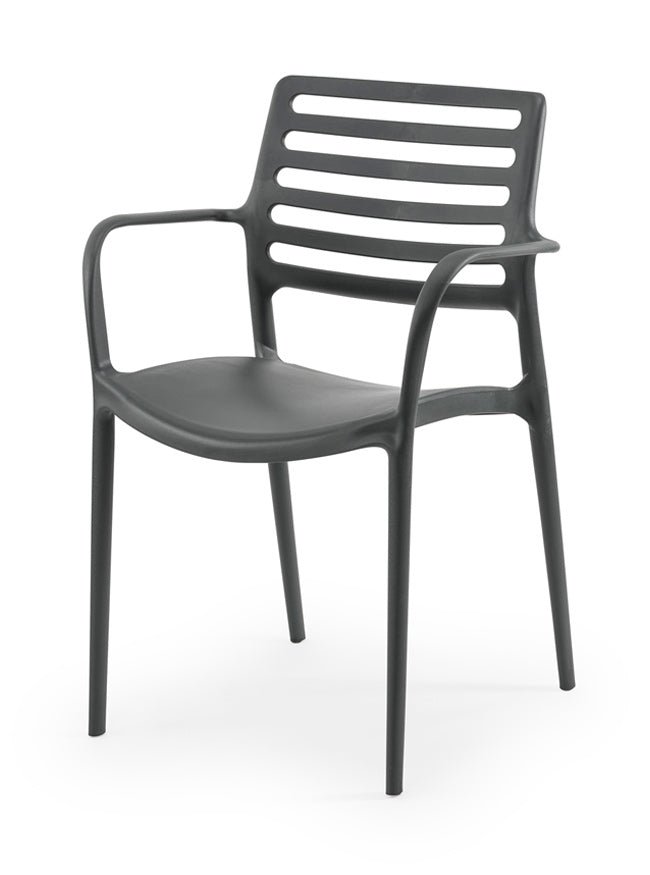 Silla de hosteleria de polipropileno antracita con reposabrazos - Reading