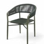 Silla de hostelería de aluminio verde y cuerda - Merrill