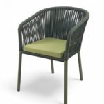 Silla de hostelería de aluminio y cuerda verde con cojín - Hornell