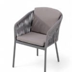 Silla de hostelería de aluminio y cuerda con cojín gris - Mercer