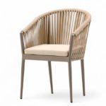 Silla de hostelería de aluminio y cuerda con cojín - Ithaca