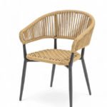 Silla de hostelería de aluminio negro y cuerda color natural con cojín - Maine