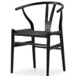 Silla de hostelería de madera negra y cuerda trenzada - Norwood