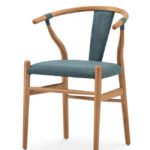 Silla de hostelería de madera tapizada verde - Harrison