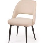Silla de hostelería de acero tapizada beige - Harlem