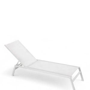 Tumbona para hoteles de aluminio blanco y textilene apilable - Doral