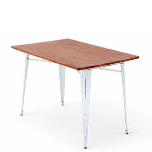 Mesa de hostelería  hierro blanco 120x80 y tablero de madera - Industrial