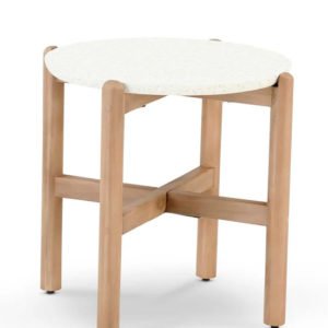 Mesa auxiliar redonda 50cm de madera y terrazo para hostelería - Sicilia